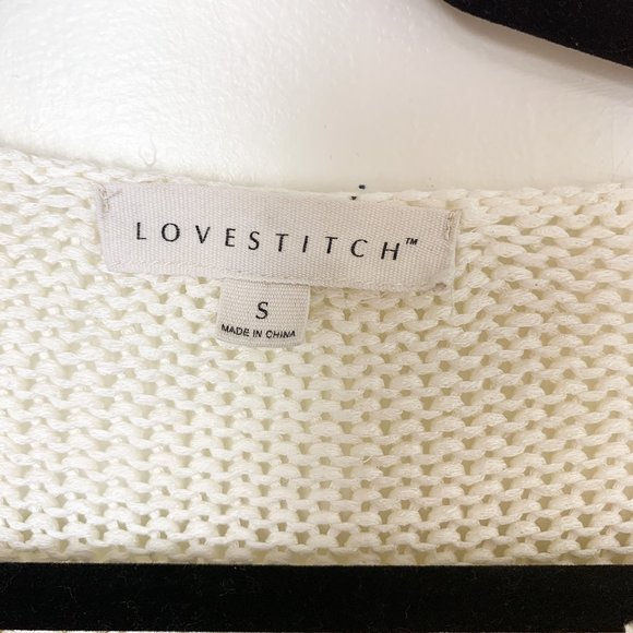 Lovestitch Beige Muted Rainbow Stripe Boxy Knit Sweater Small - Picture 5 of 7